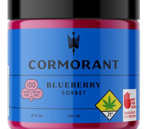 Cormorant - 15 oz. 1:1 Blueberry Sorbet - 100 mg CBD + 100 mg THC - Indica