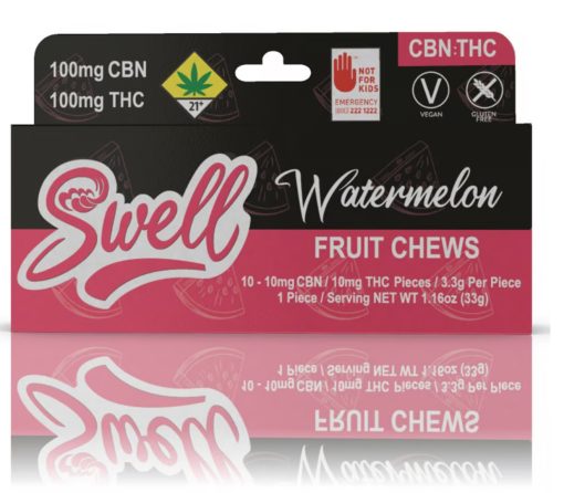 Swell - Watermelon CBN 1:1 Fruit Chews [10pk] (100mg THC/100mg CBN) - Hybrid