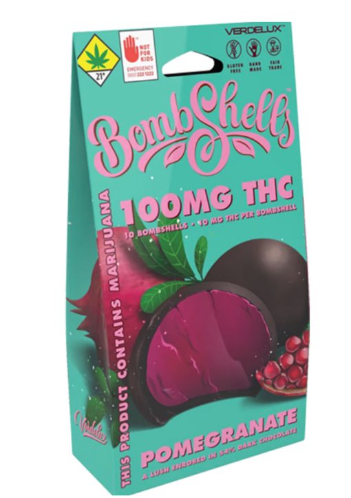 Verdelux - Chocolate Covered Pomegranate Gummies Bombshells - 10pk 100mg THC Hybrid