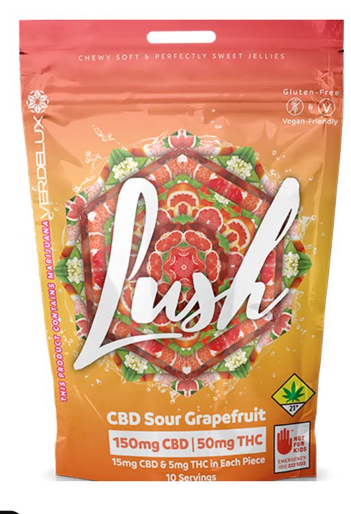 Verdelux - Gummies Lush Sour Grapefruit 3:1 - 10pk 150mg CBD | 50mg THC Sativa