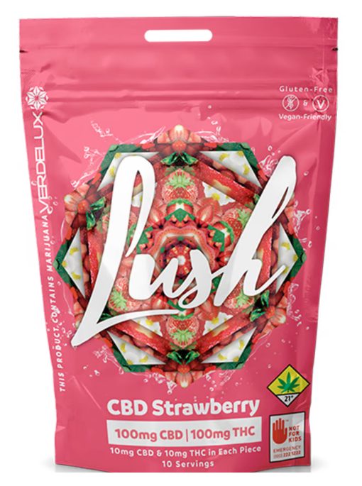 Verdelux - Gummies Lush Strawberry 1:1 - 10pk 100mg CBD | 100mg THC Hybrid