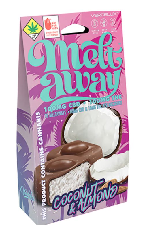 Verdelux - Meltaway Chocolate Covered Coconut & Almond 1:1 Edibles 10pk 100mg CBD | 100mg THC - Sativa